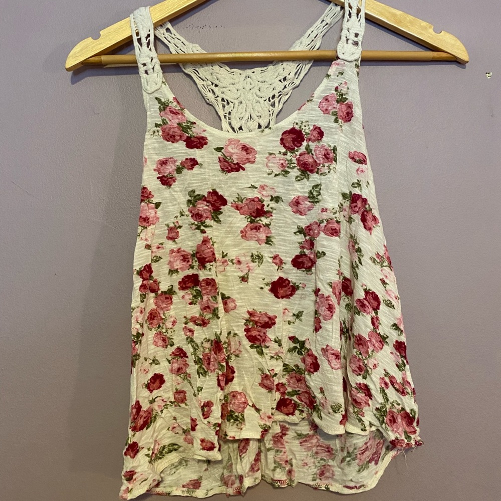 F21 Women’s S Pink Floral Tank Top